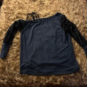 Navy blue Lace Off-Shoulder Top